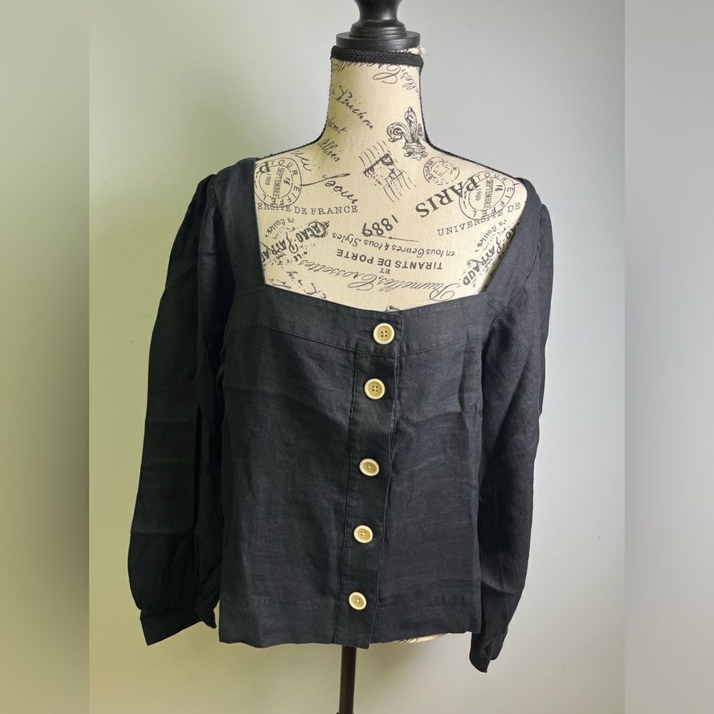 J.Crew Squareneck button-up top in linen NWT Size L